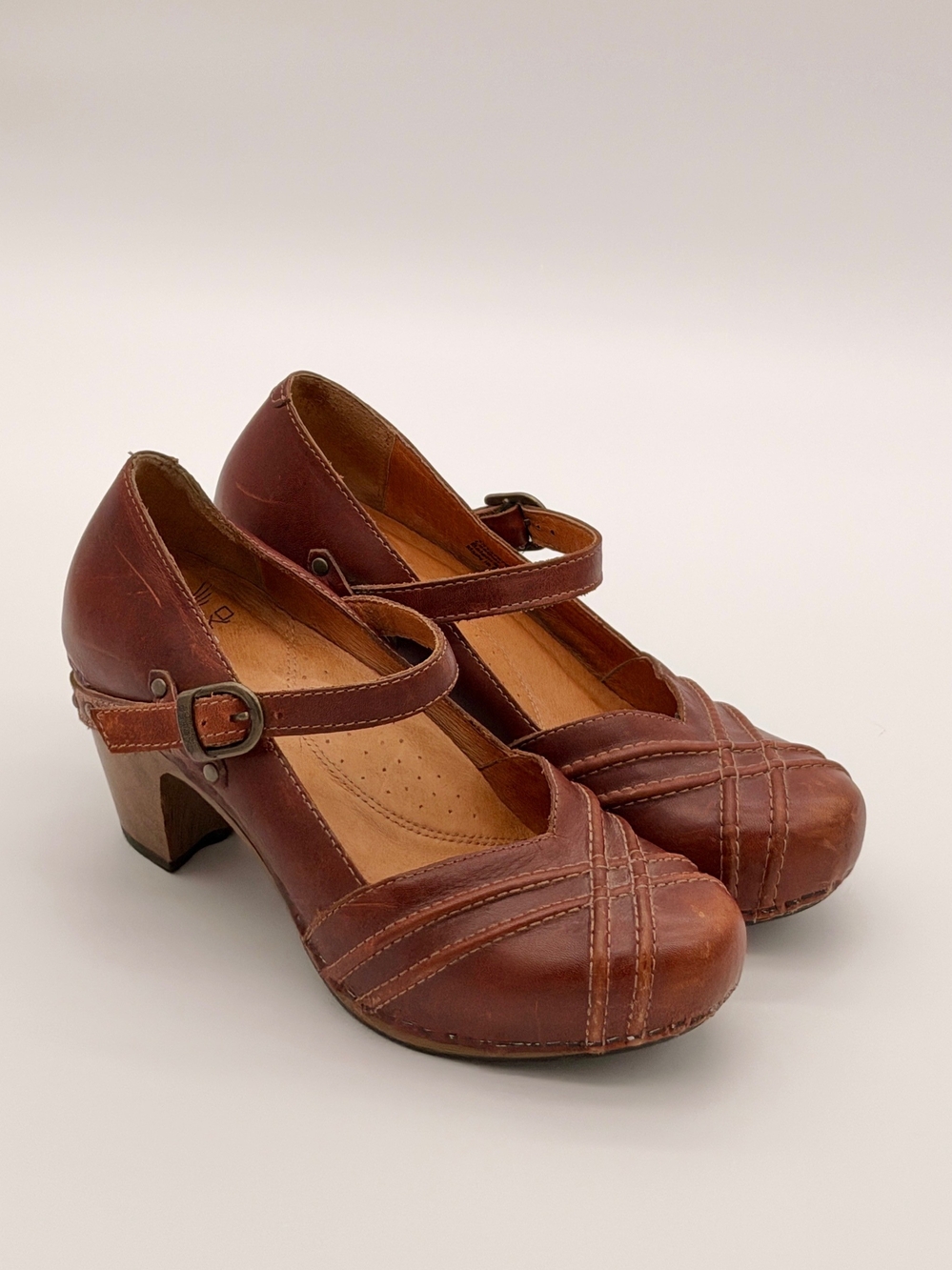 Dansko Brown Leather Mary Jane Heels